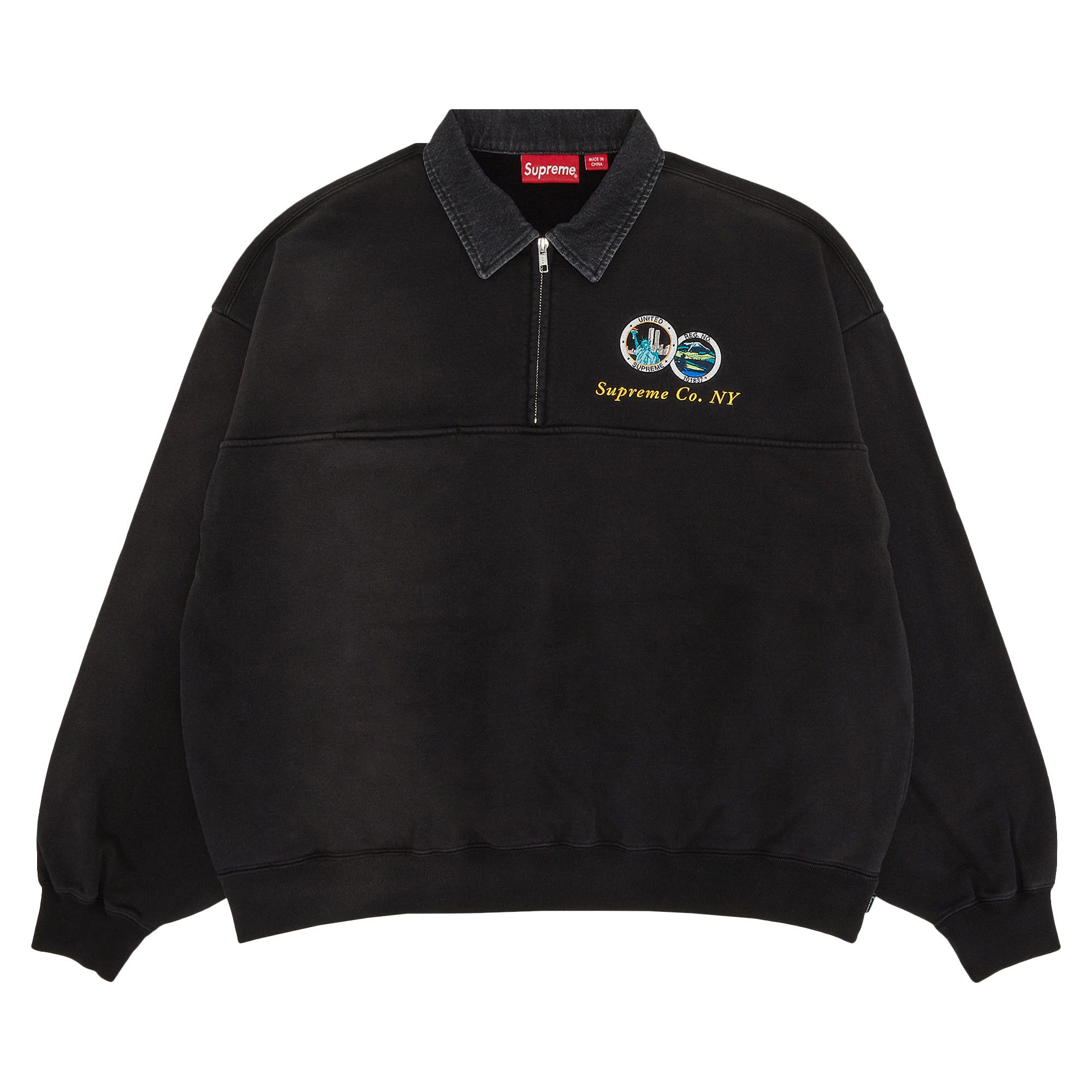 Buy Supreme Denim Collar Half Zip Sweatshirt Black SS23SW22
