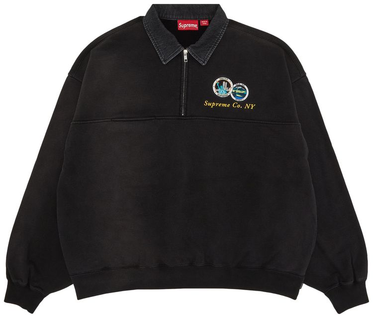 Buy Supreme Denim Collar Half Zip Sweatshirt 'Black' SS23SW22 BLACK