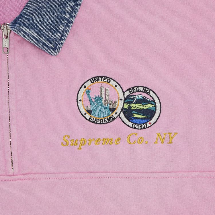 Buy Supreme Denim Collar Half Zip Sweatshirt 'Pink' SS23SW22