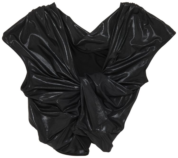 Rick Owens Lilies Glossy Jade Crop Sleeve Tee Black