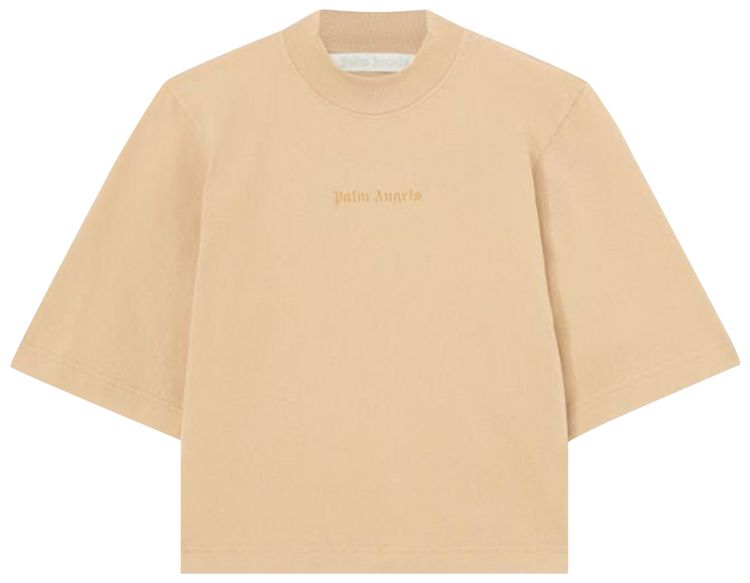 Palm Angels GD Reversed Logo Cropped Tee Beige