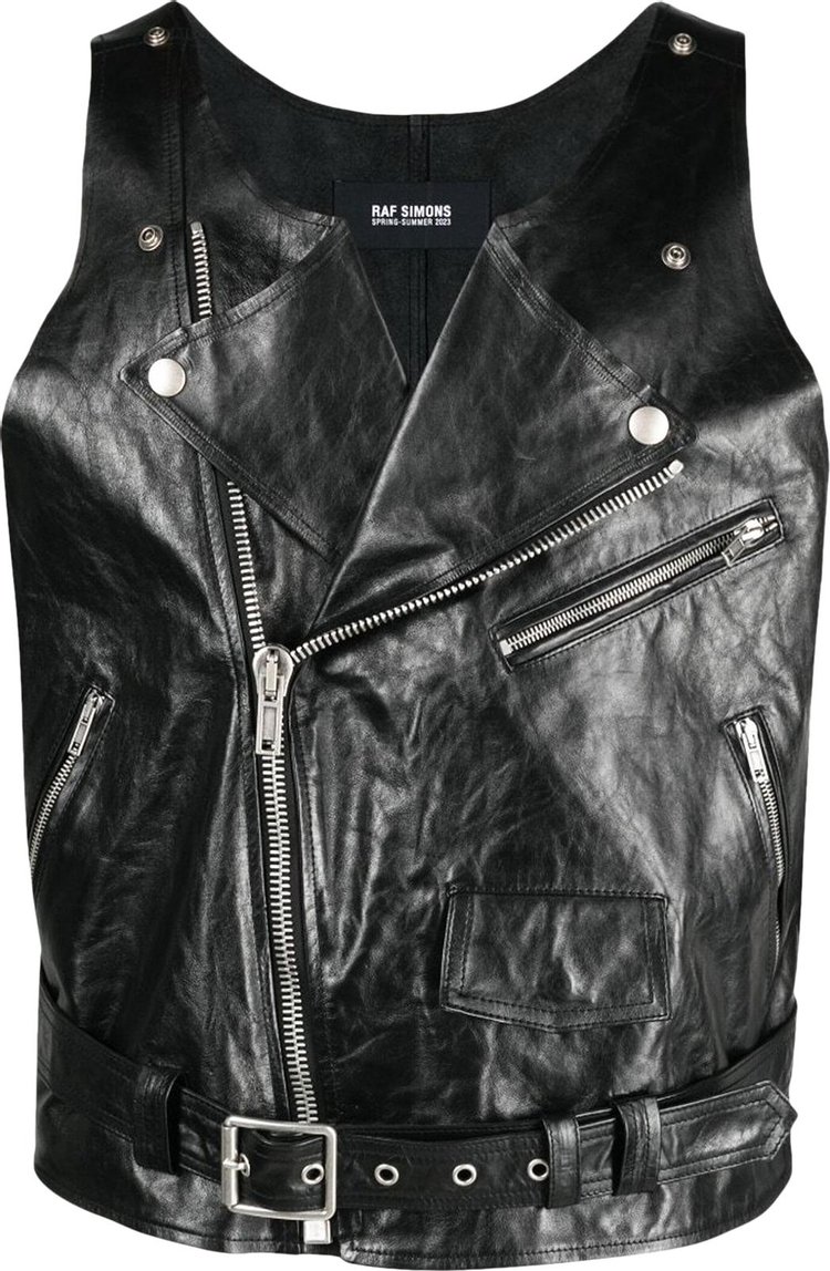 Raf Simons Leather Perfecto Singlet 'Black'