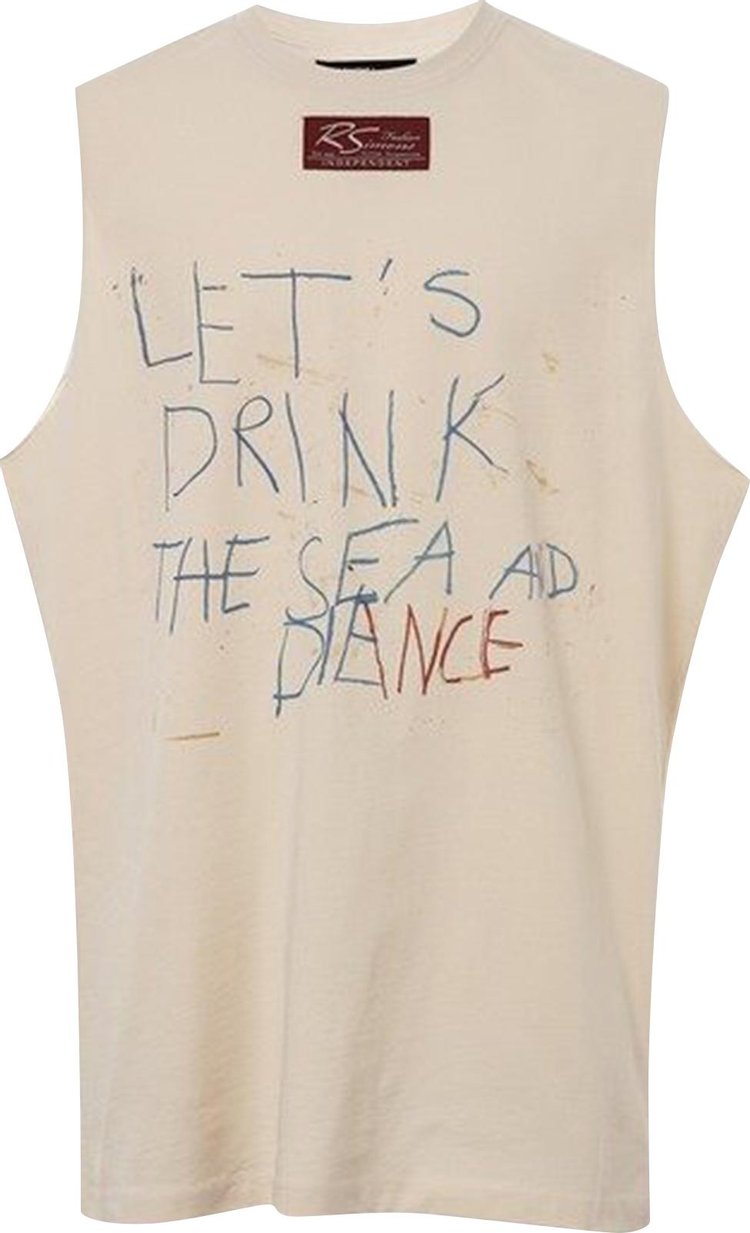 Raf Simons Sleeveless Oversized T-Shirt Lets Drink The Sea 'Beige'