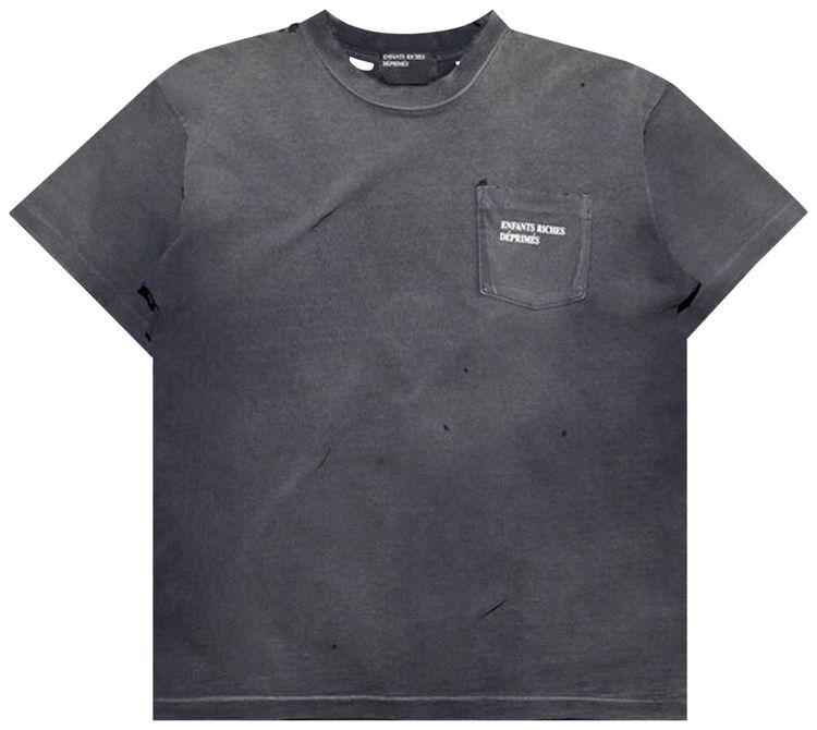 Enfants Riches Deprimes Thrashed Classic Logo Pocket T Shirt BlackWhite
