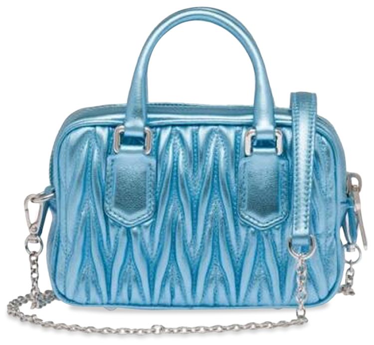 Miu Miu Matelasse Nappa Leather Top Handle Mini Bag Cielo Mordore