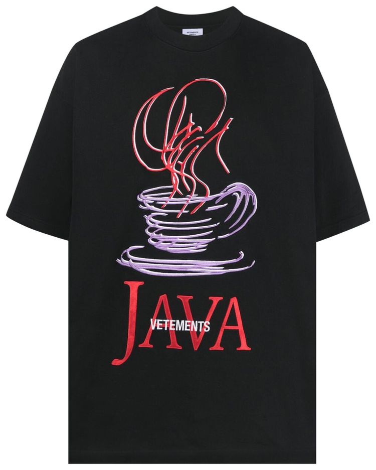 Buy Vetements Java Embroidered T-Shirt 'Black' - UE54TR220B BLAC | GOAT