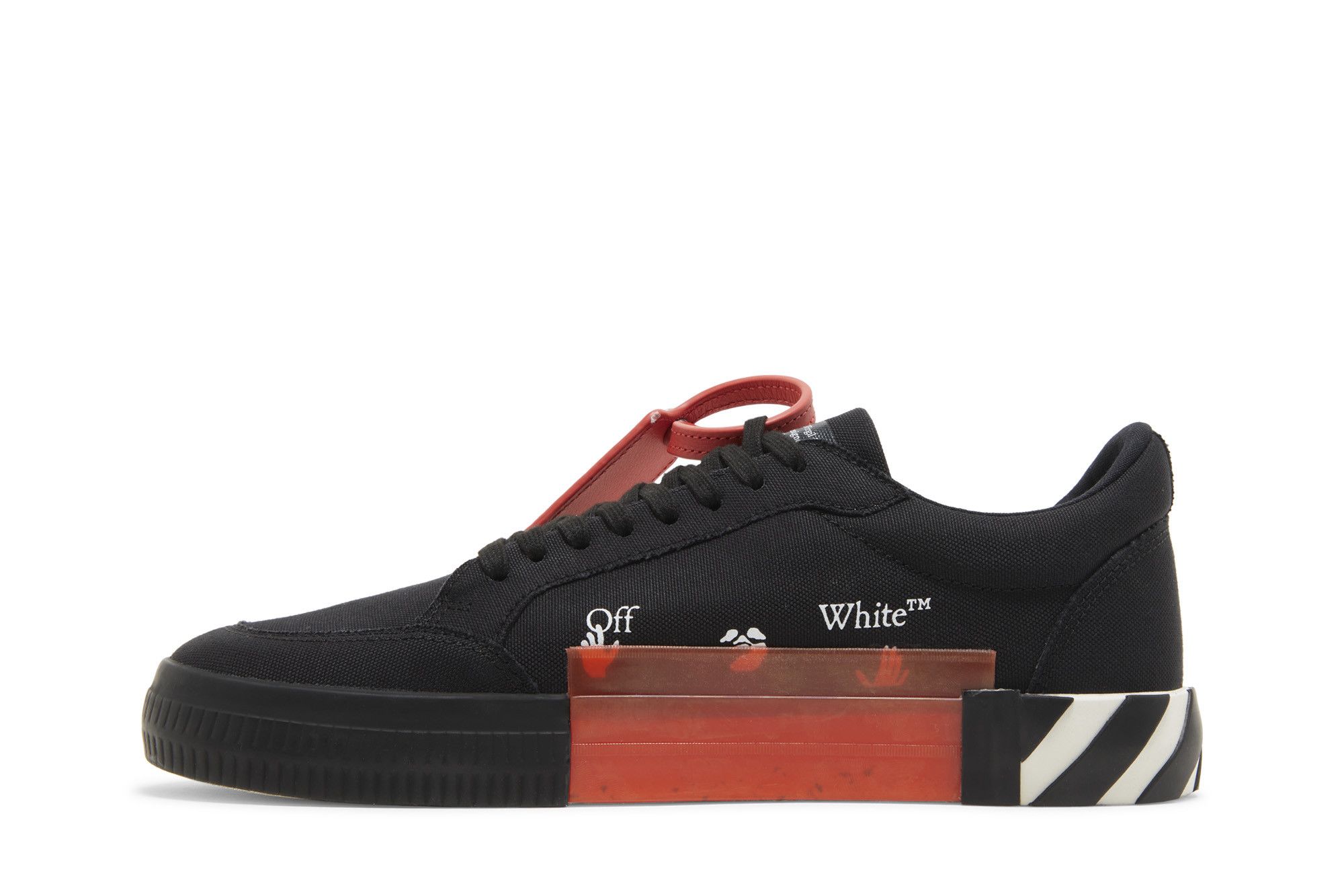 Size 11.0 Off-White Vulc Sneaker 'Black Orange'
