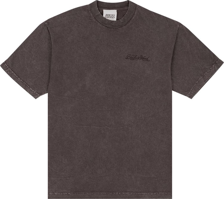 Bricks  Wood Script Logo Mineral Wash Tee Cocoa