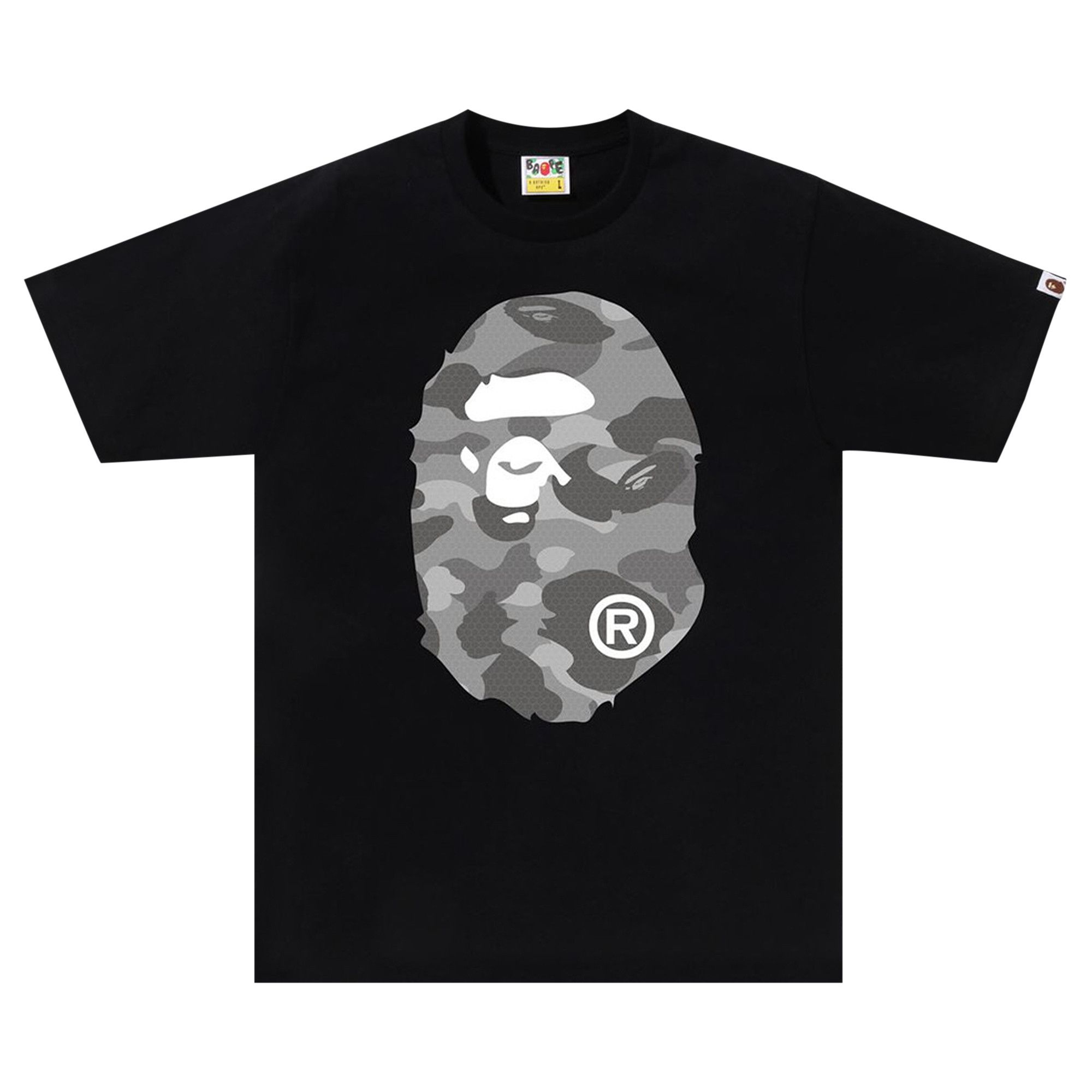 Buy BAPE Honeycomb Camo Big Ape Head Tee Black Grey 1J30 110