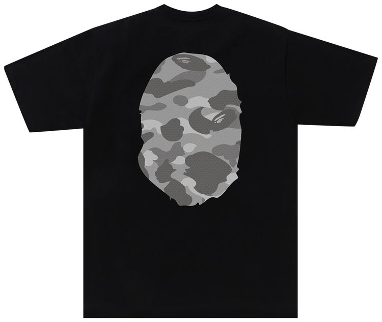 BAPE Honeycomb Camo Big Ape Head Tee BlackGrey
