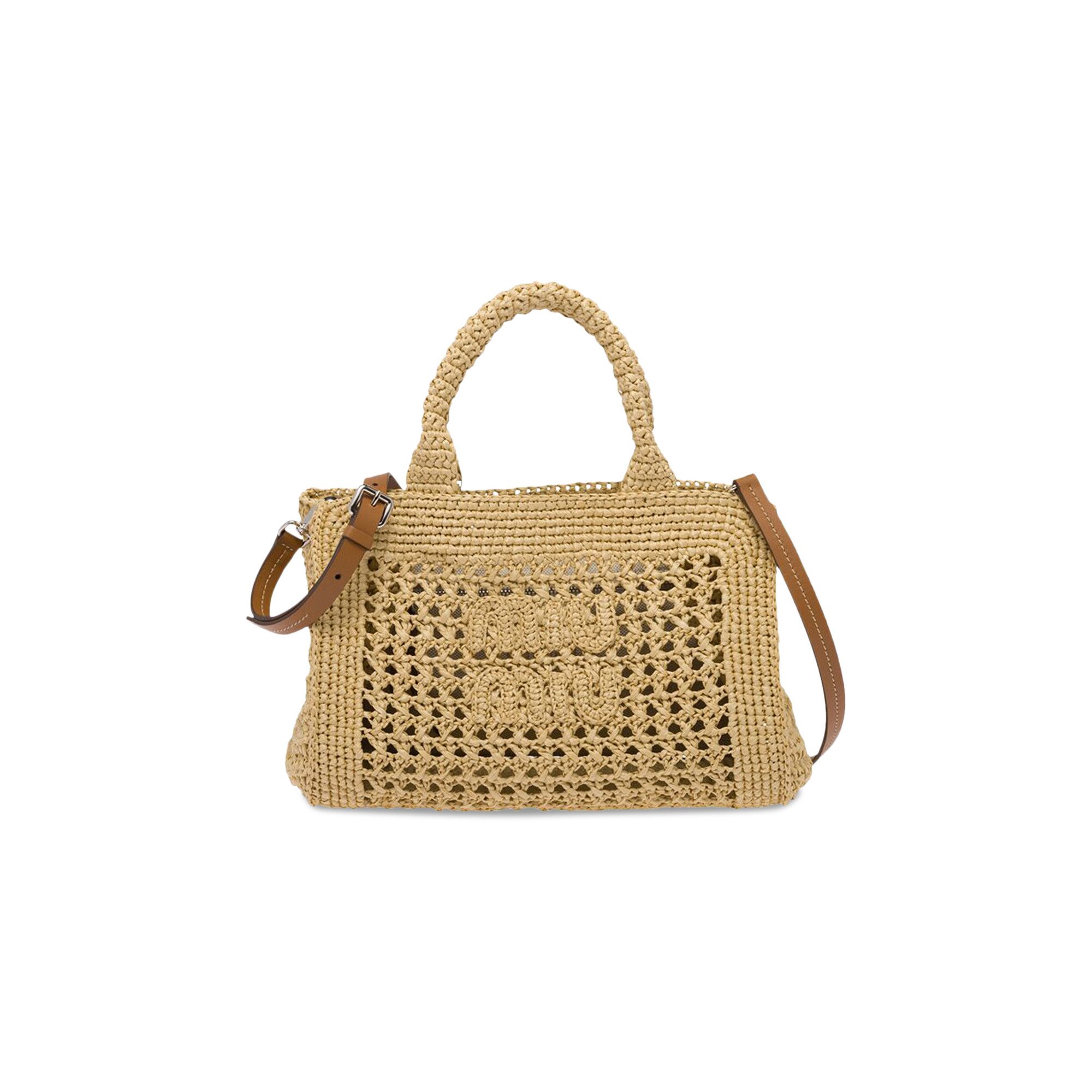 ハンドバッグ MiuMiu | Crochet handbag 5BA219_2DO1_F0A5T_V_OOO Buy Miu Miu Crochet Top Handle Bag 'Natural' - 5BA219 2DO1