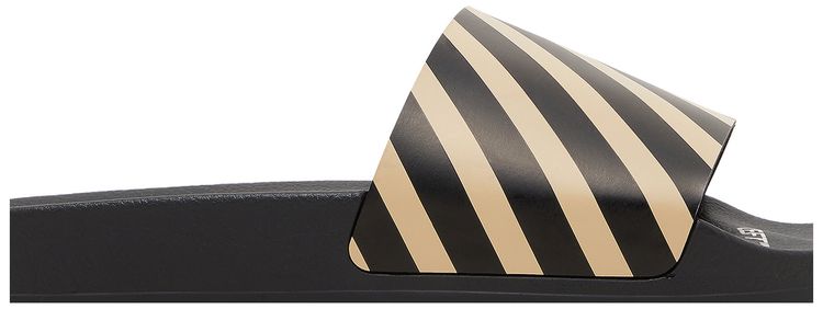 Off White Sliders Diagonal Stripe   Black Beige