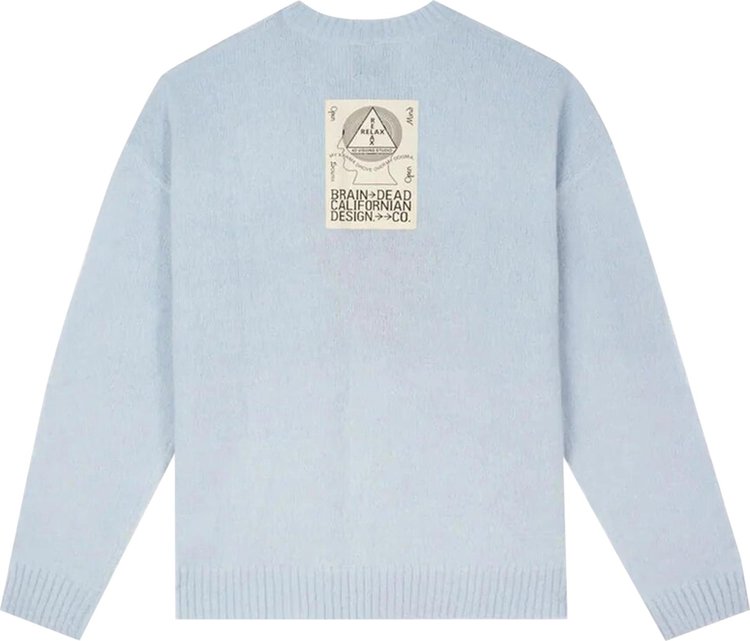 Brain Dead Superfuzz Logohead Crewneck Sweater Sky Blue