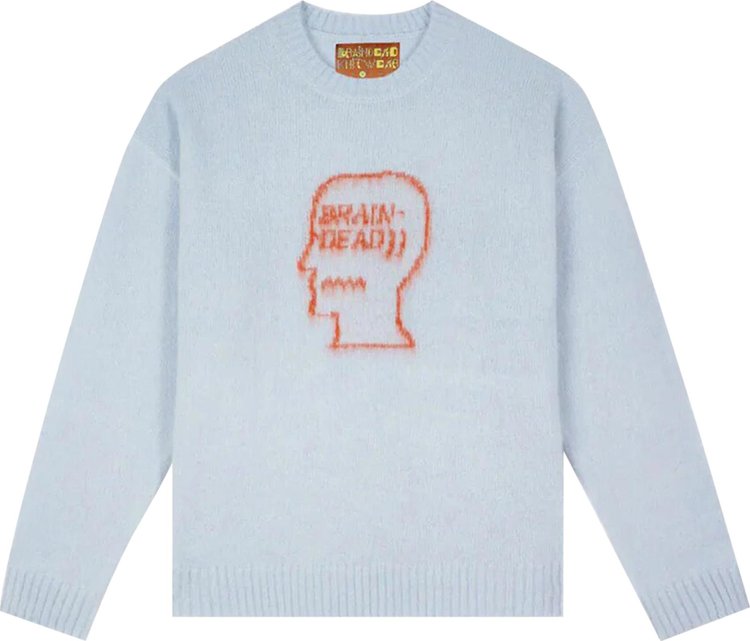 Brain Dead Superfuzz Logohead Crewneck Sweater 'Sky Blue'