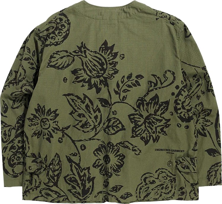 Engineered Garments Cardigan Jacket Olive Floral Print