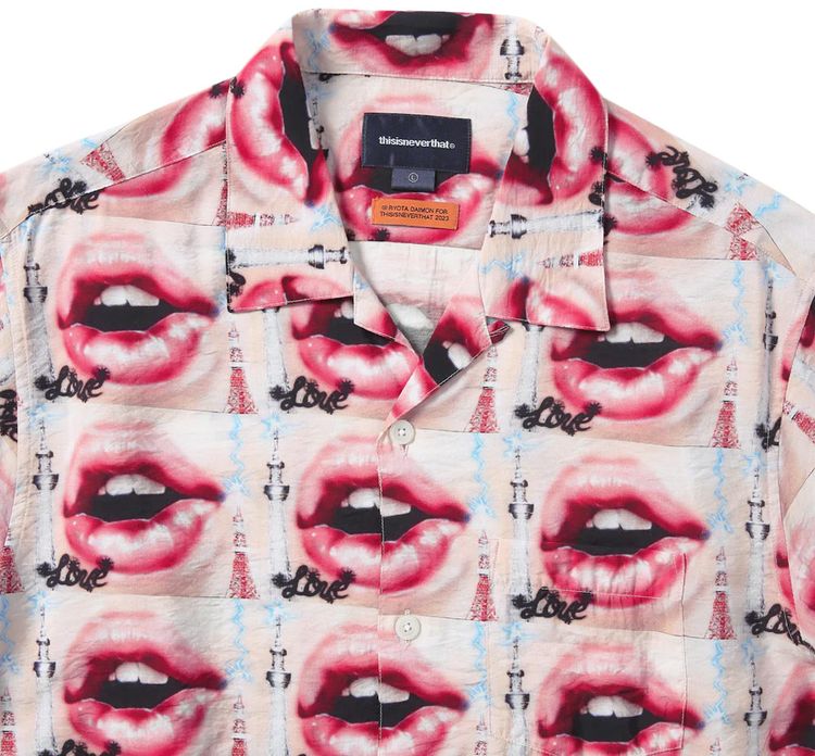 thisisneverthat Lips Rayon Shirt Pink