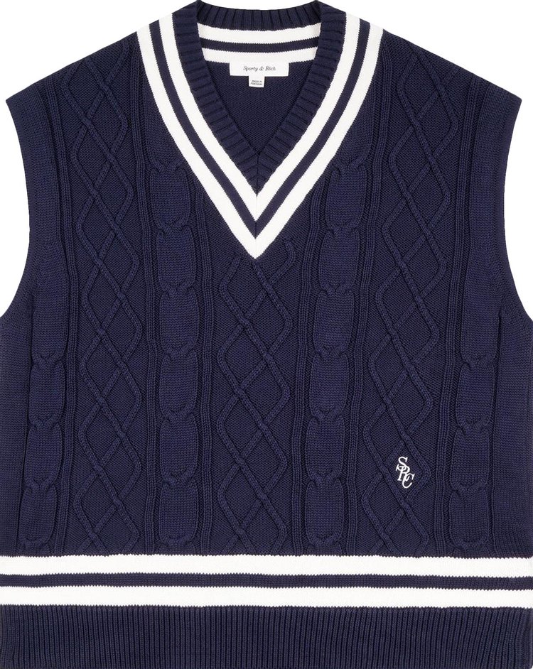 Sporty & Rich Cable Knit Vest 'Blue'