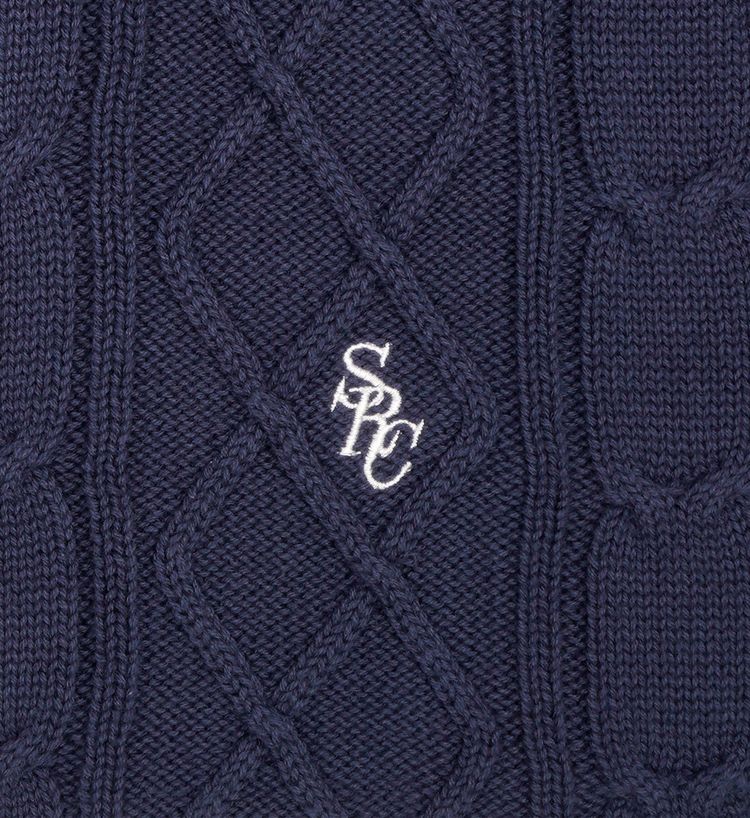 Sporty  Rich Cable Knit Vest Blue