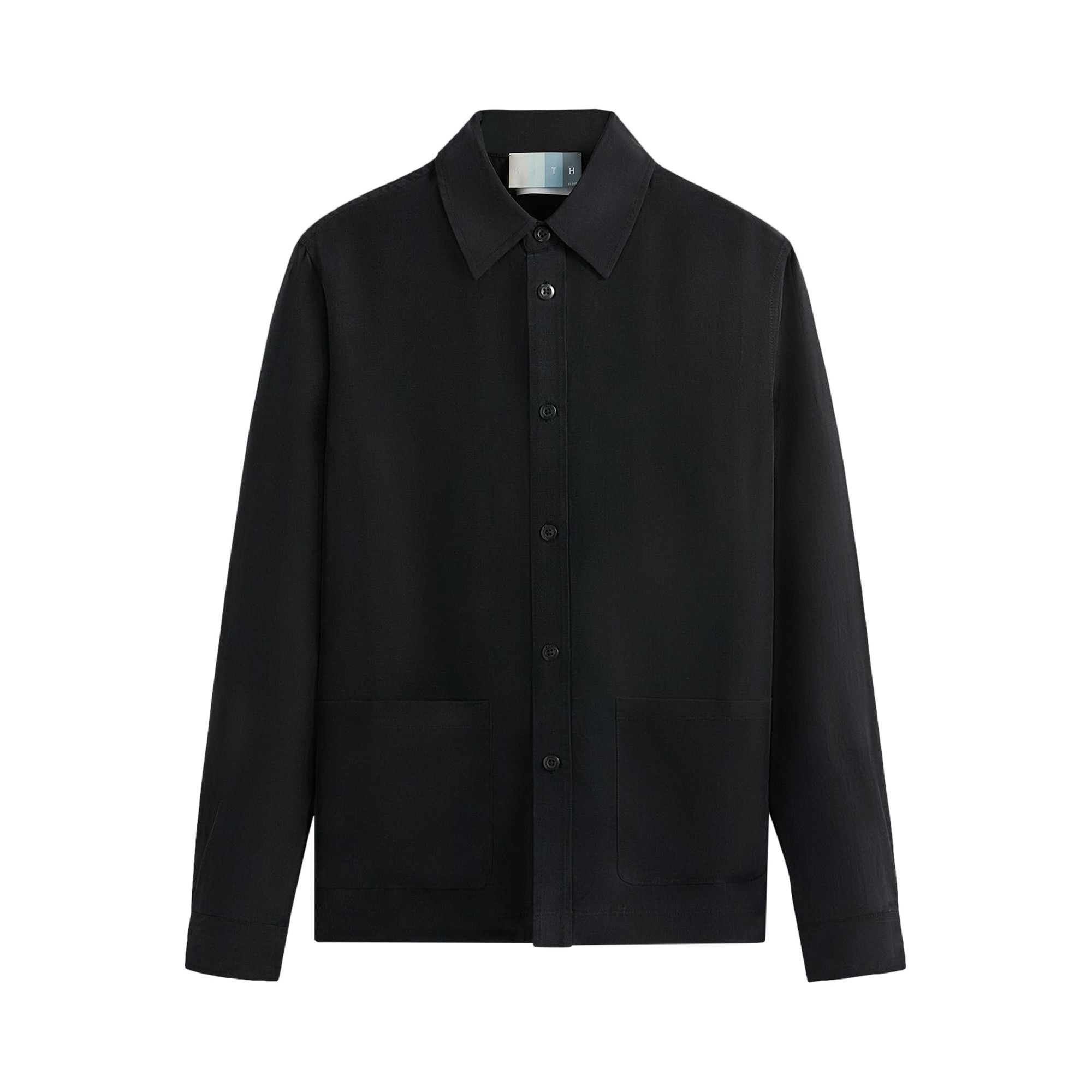 Buy Kith Long-Sleeve Boxy Collared Overshirt 'Black