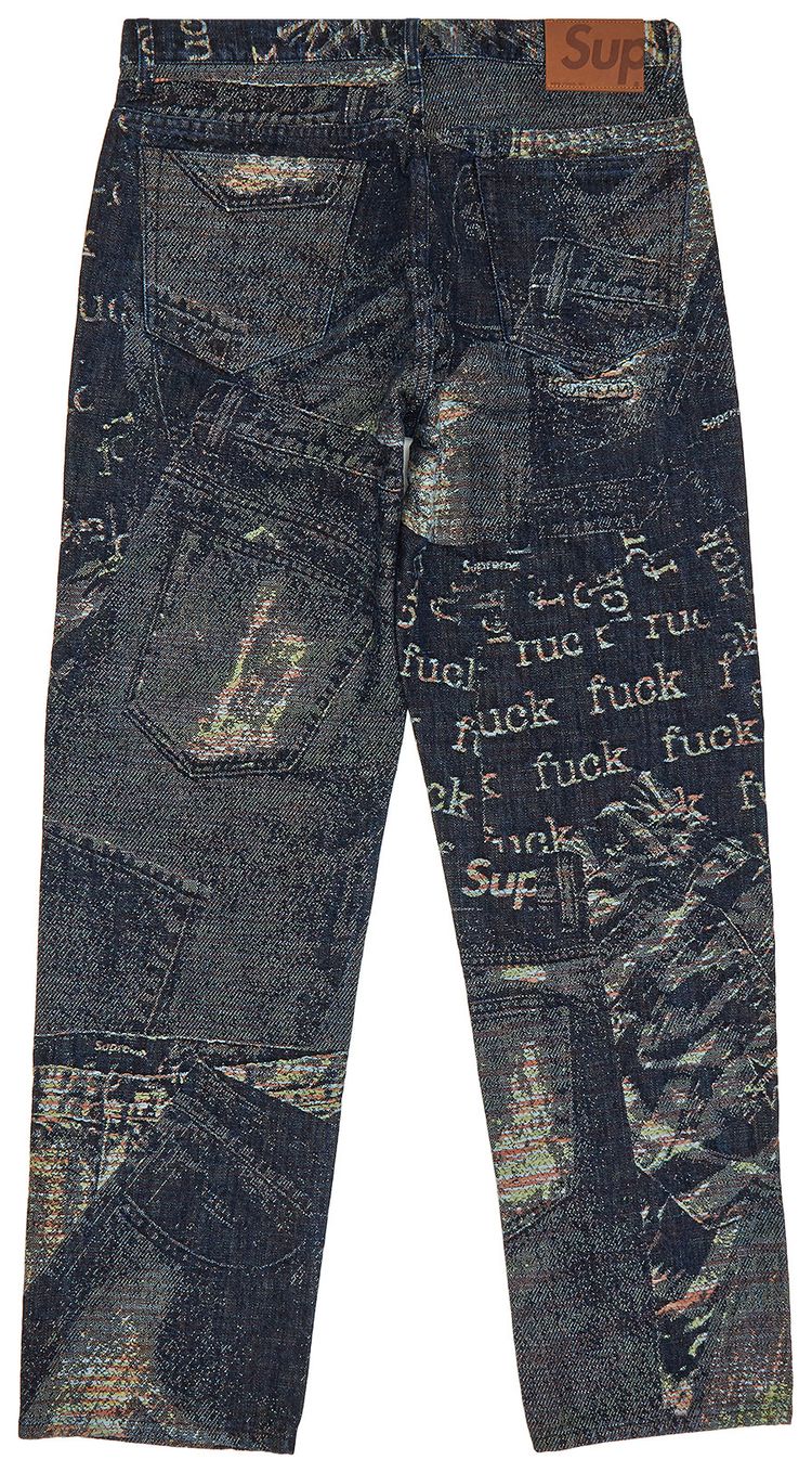 Supreme Archive Denim Jacquard Regular Jean Blue
