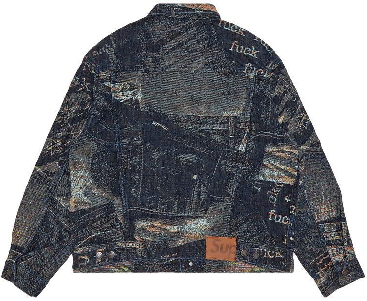 Supreme Archive Denim Jacquard Trucker Jacket Blue