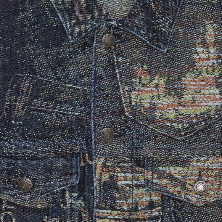 Supreme Archive Denim Jacquard Trucker Jacket Blue