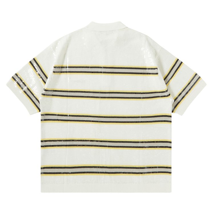 Supreme Sequin Stripe Zip Polo White