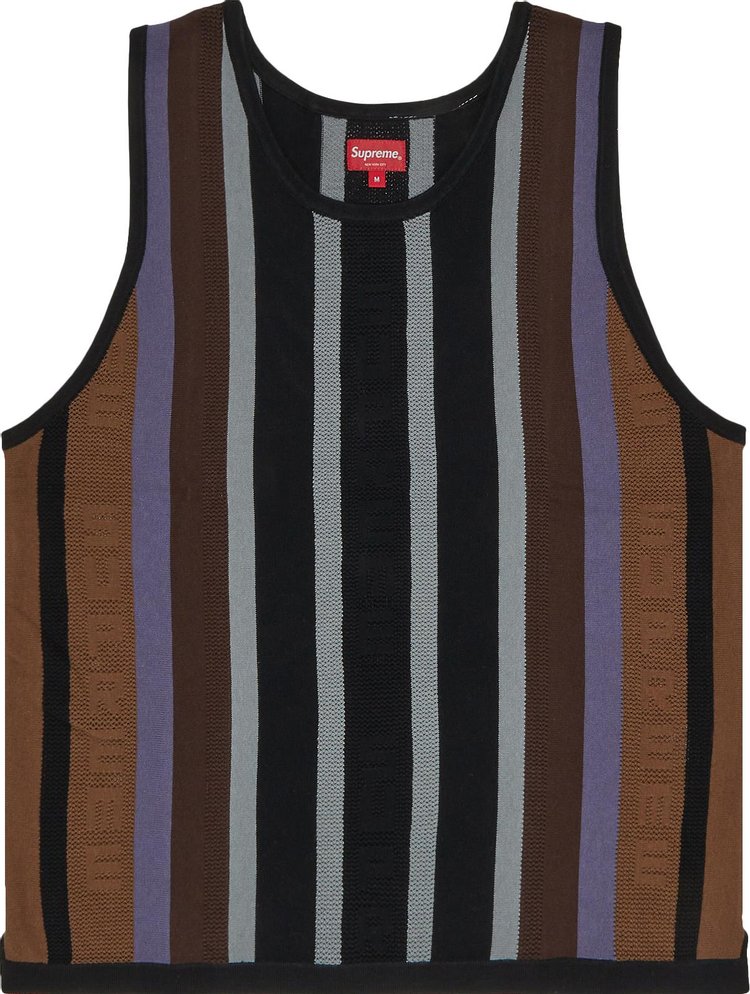 Supreme Knit Stripe Tank Top 'Black'