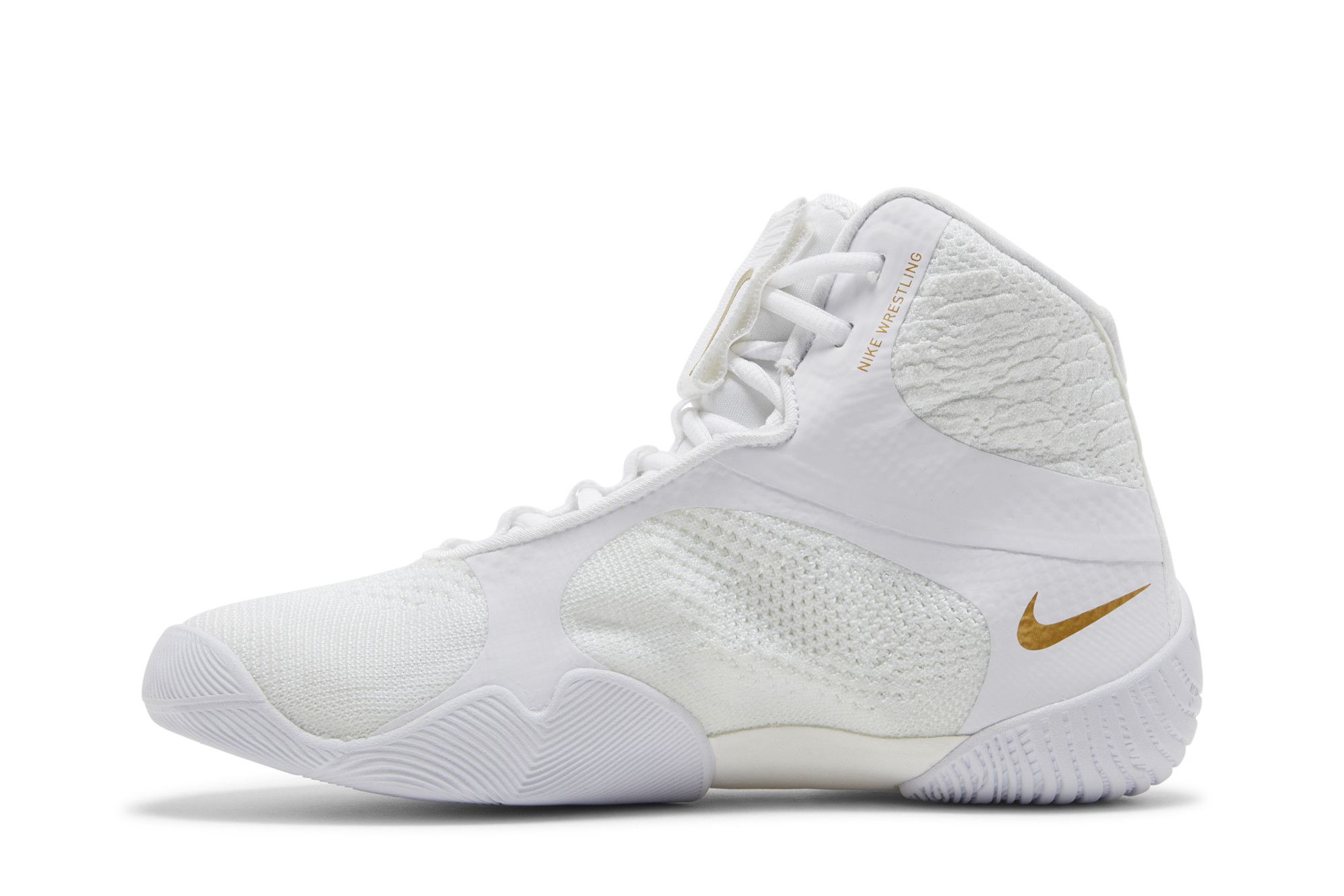 White and gold nike wrestling shoes cheap
