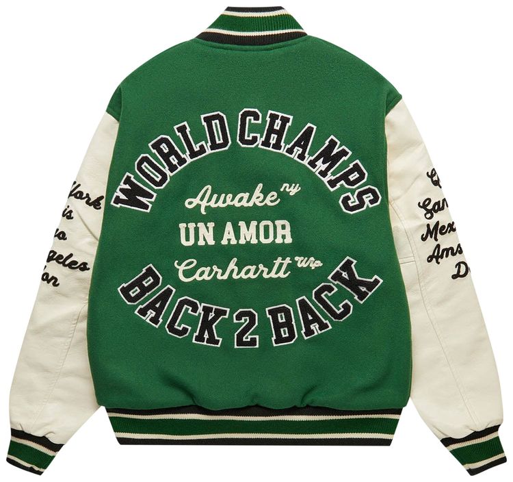 Awake NY x Carhartt WIP Teddy Jacket Dark GrrenIvory