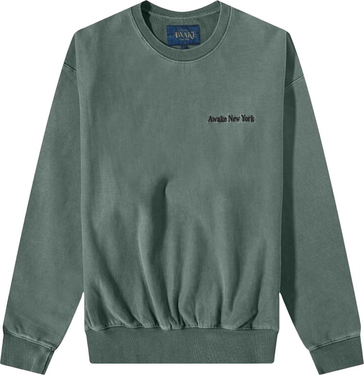 Awake NY Pigment Dyed Embroidered Crewneck Sweatshirt 'Slate'