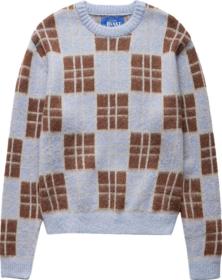 Awake NY Checkered Mohair Sweater 'Blue'