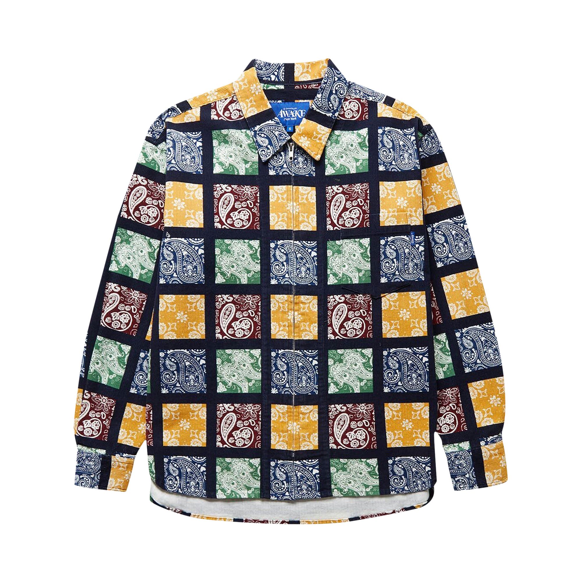 新品本物 Corduroy Printed Paisley NY Awake Buy Zip 'Black Shirt Up トップス