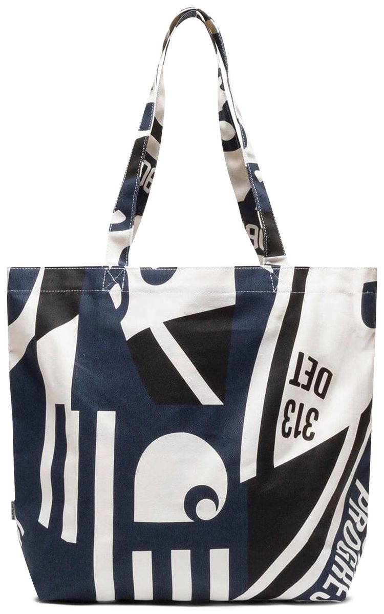 Carhartt WIP Canvas Graphic Tote Bag Marina PrintAtom Blue