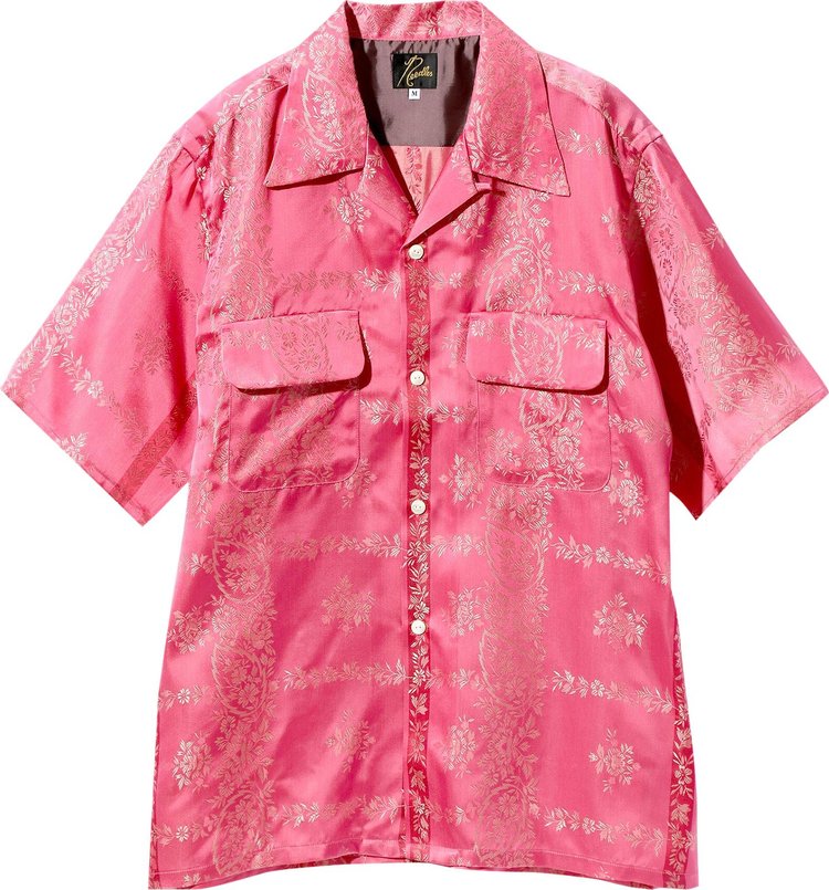 Needles Cupra Sateen Flower Short-Sleeve Classic Shirt 'Pink'