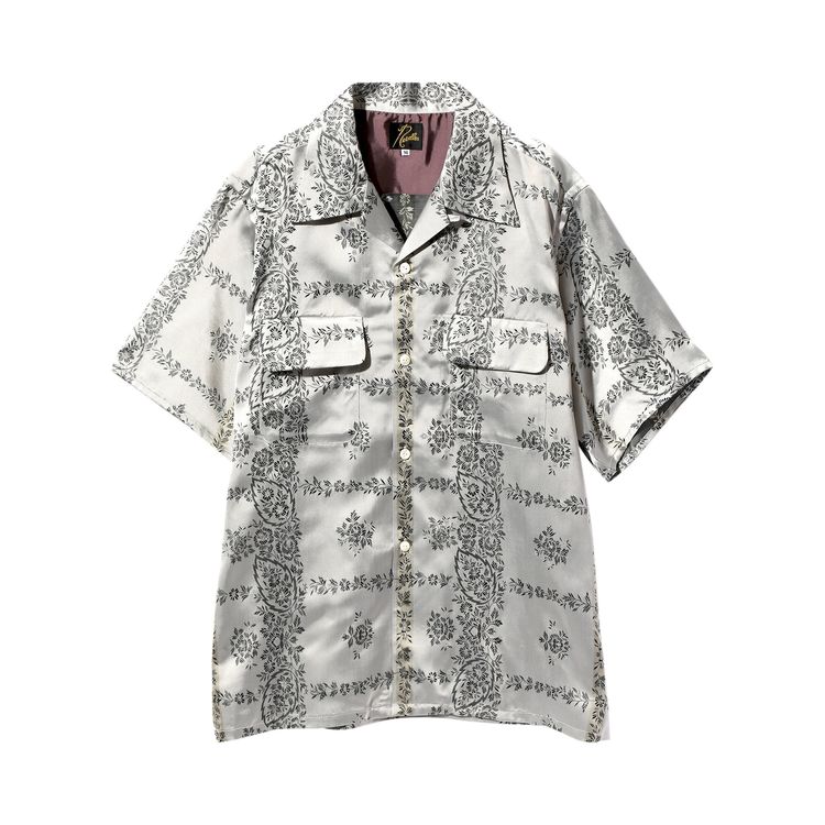 Needles Cupra Sateen Flower Short Sleeve Classic Shirt Off White