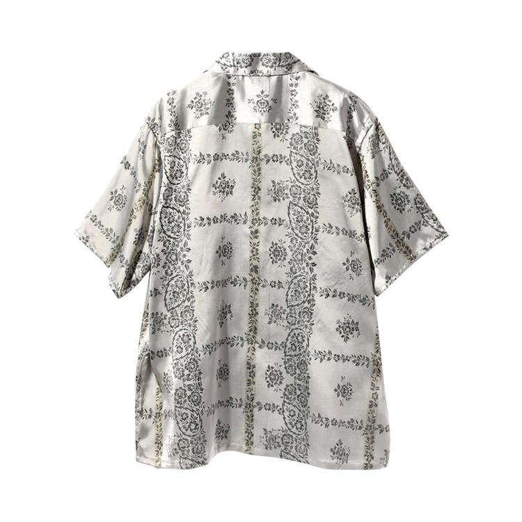Needles Cupra Sateen Flower Short Sleeve Classic Shirt Off White