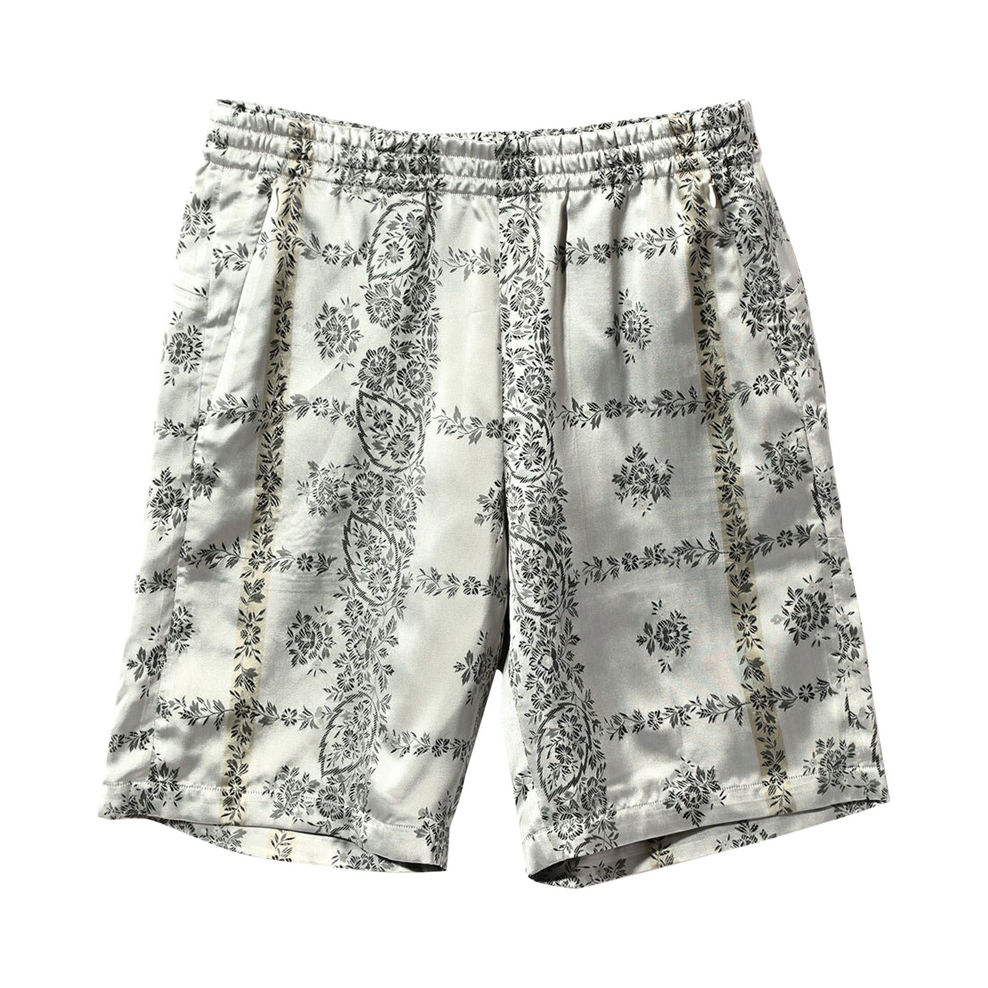 Needles Cupra Sateen Flower Basketball Shorts Off White