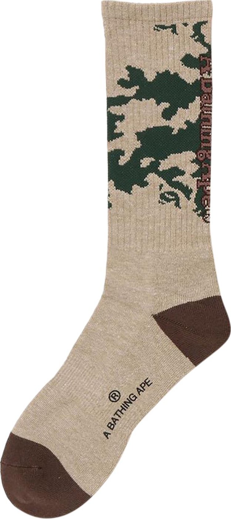 BAPE Woodland Camo Socks 'Olive Drab'