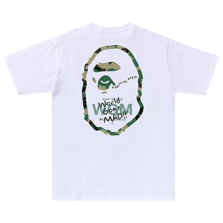 BAPE Woodland Camo WGM Ape Head Tee White