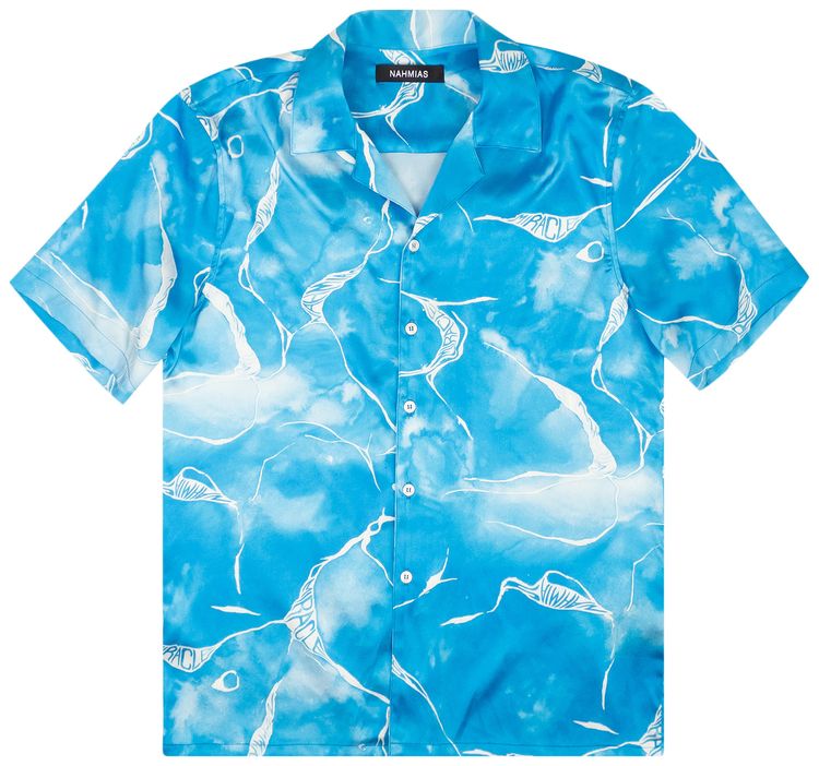 Nahmias Miracle Tie Dye Silk Button Down Shirt Blue