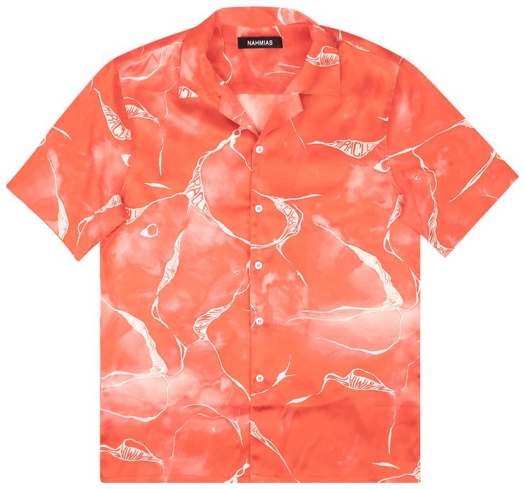 Nahmias Miracle Tie Dye Silk Button Down Shirt Red