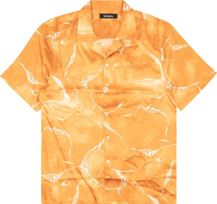 Nahmias Miracle Tie Dye Silk Button Down Shirt 'Orange'