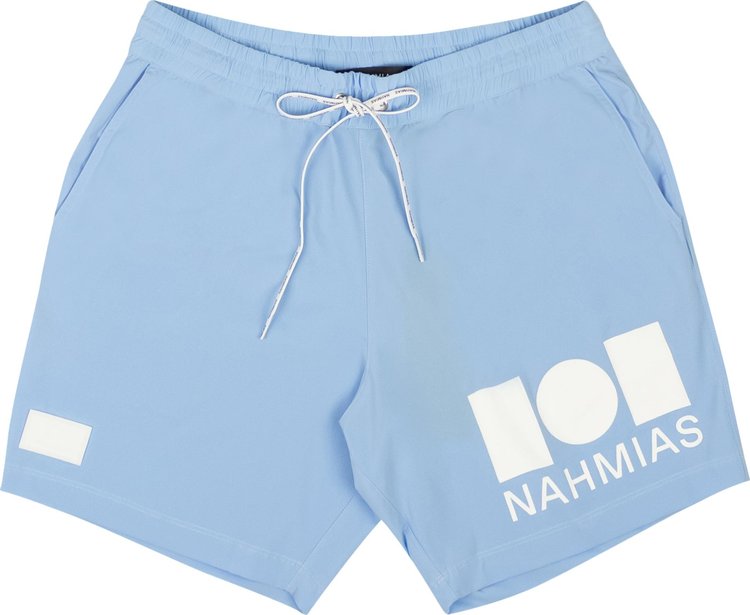 Nahmias Graphic Logo Design Swim Trunks 'Blue'