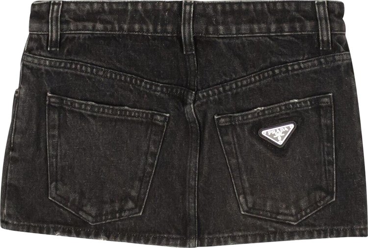 Prada Denim Washed Ultra Mini Skirt Black