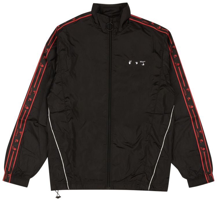 Off White Logo Stripe Track Jacket BlackWhite