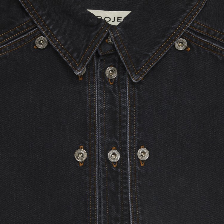 YProject Classic Button Panel Denim Shirt Black