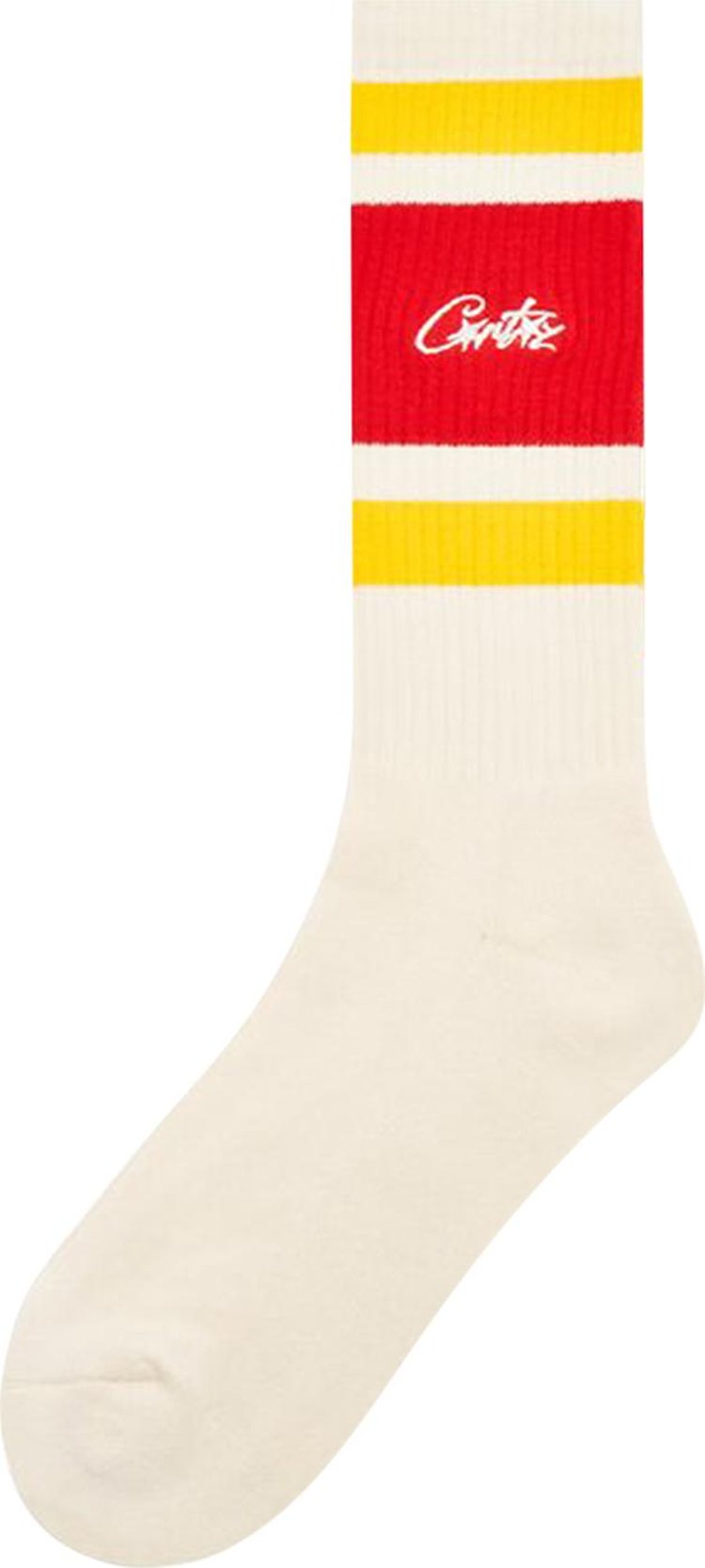 Corteiz Retro Socks 'White/Red/Yellow'