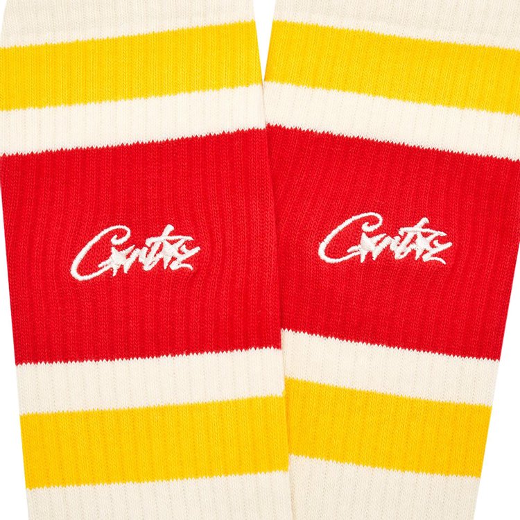 Corteiz Retro Socks WhiteRedYellow