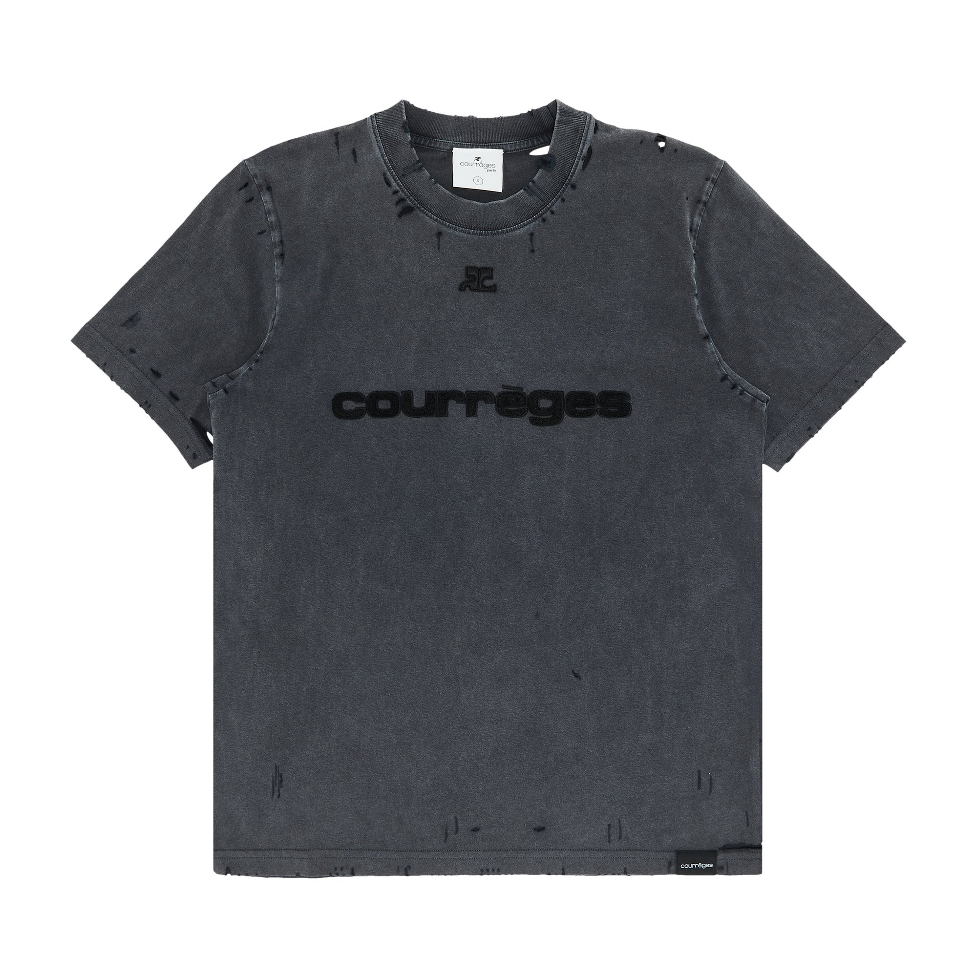 Buy Courrèges Distressed Dry Jersey T-Shirt 'Stonewashed Grey